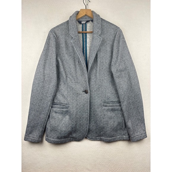 Lands' End Jackets & Blazers - Lands End Blazer Womens XL Tall Herringbone Fleece Single Button